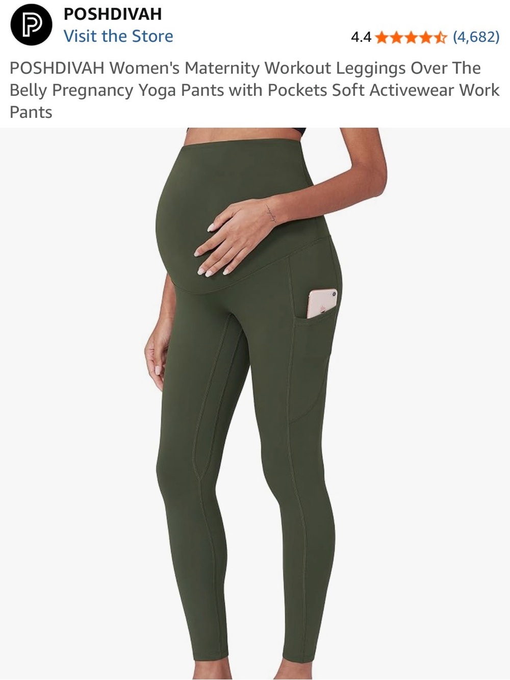 High-Rise Maternity Leggings with Side Pocket